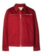 Maison Kitsuné Contrast Stitch Zipped Jacket - Red