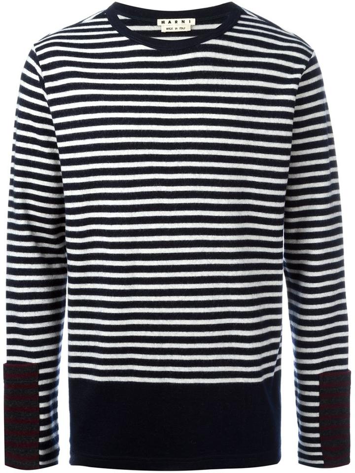 Marni Striped Jumper, Men's, Size: 48, Blue, Virgin Wool