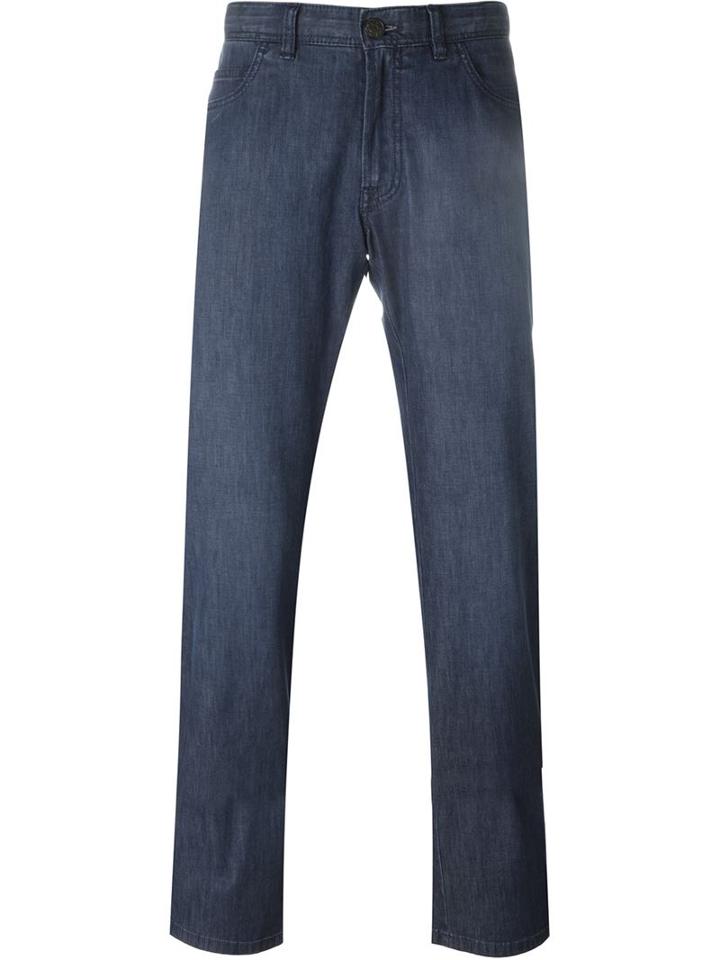 Brioni Straight Leg Jeans, Men's, Size: 36, Blue, Cotton/spandex/elastane