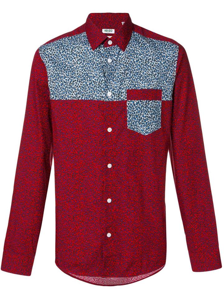 Kenzo Leopard Panel Shirt - Red