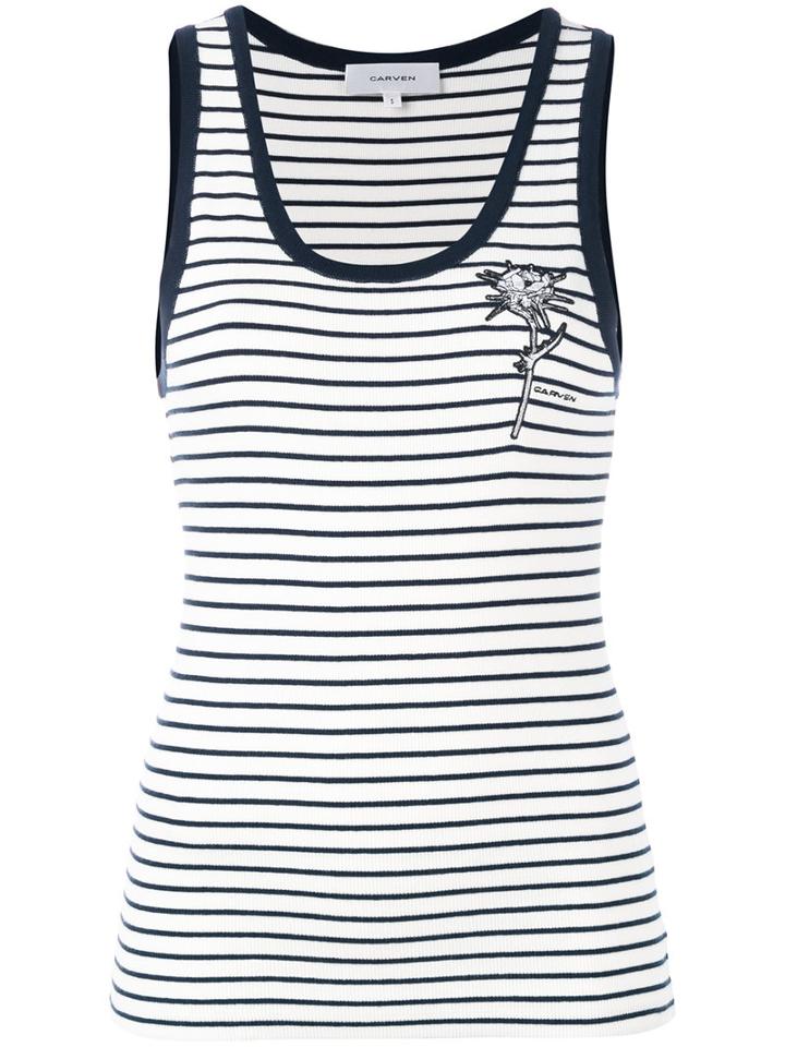 Carven - Striped Ribbed Vest - Women - Cotton/spandex/elastane - L, White, Cotton/spandex/elastane