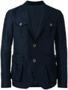 Giorgio Armani Button-embellished Blazer, Men's, Size: 52, Blue, Cotton/silk/steel/polyester