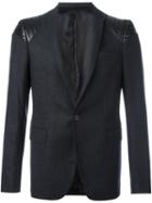 Les Hommes Quilted Shoulder Blazer, Men's, Size: 50, Grey, Leather/polyamide/viscose/rubber