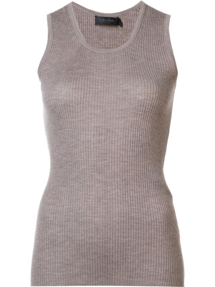 Calvin Klein Ribbed Cashmere Tank - Nude & Neutrals