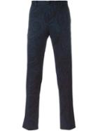 Etro Paisley Print Trousers, Men's, Size: 48, Blue, Cotton/polyamide