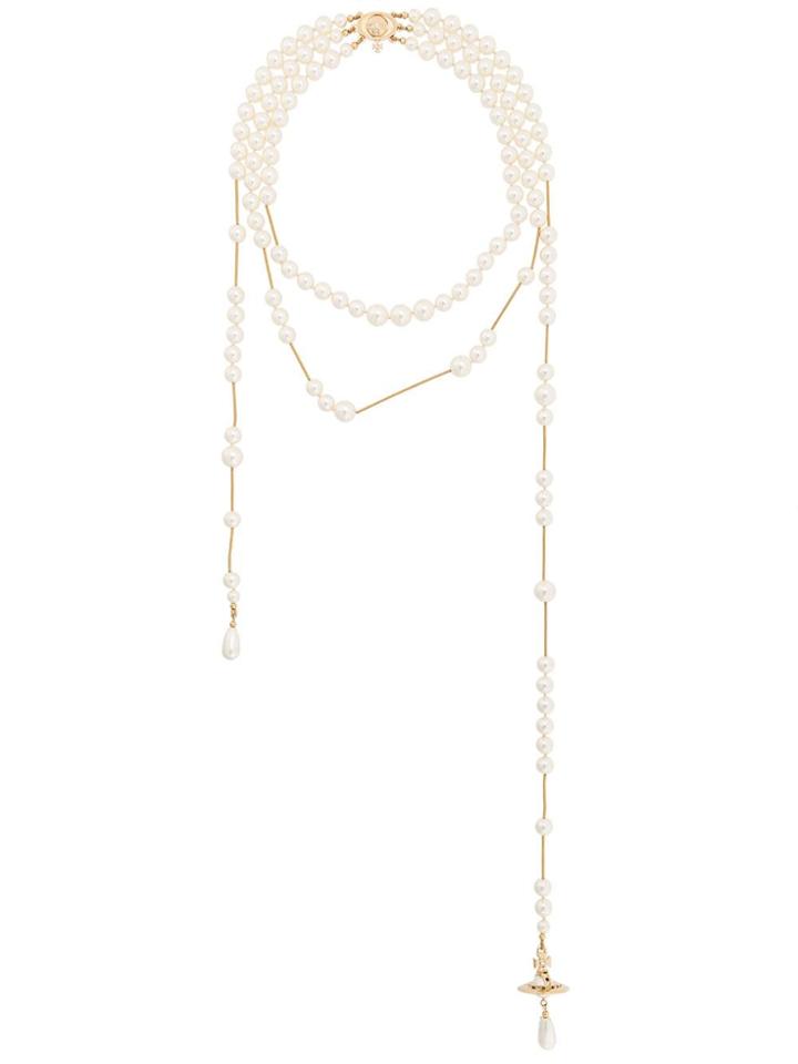 Vivienne Westwood Asymmetric Pearl Necklace - White