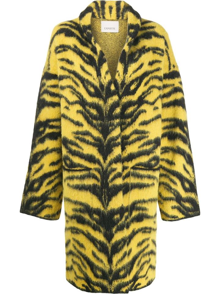 Laneus Zebra Print Cardi-coat - Yellow