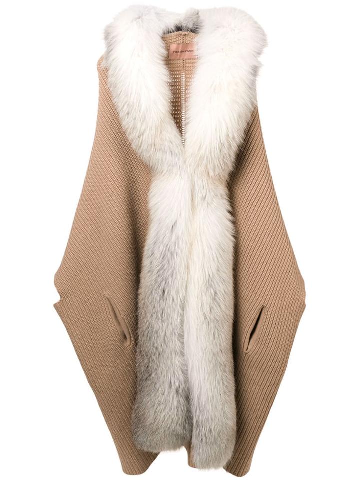 Yves Salomon Fur Trim Oversized Coat - Neutrals