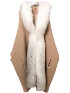 Yves Salomon Fur Trim Oversized Coat - Neutrals