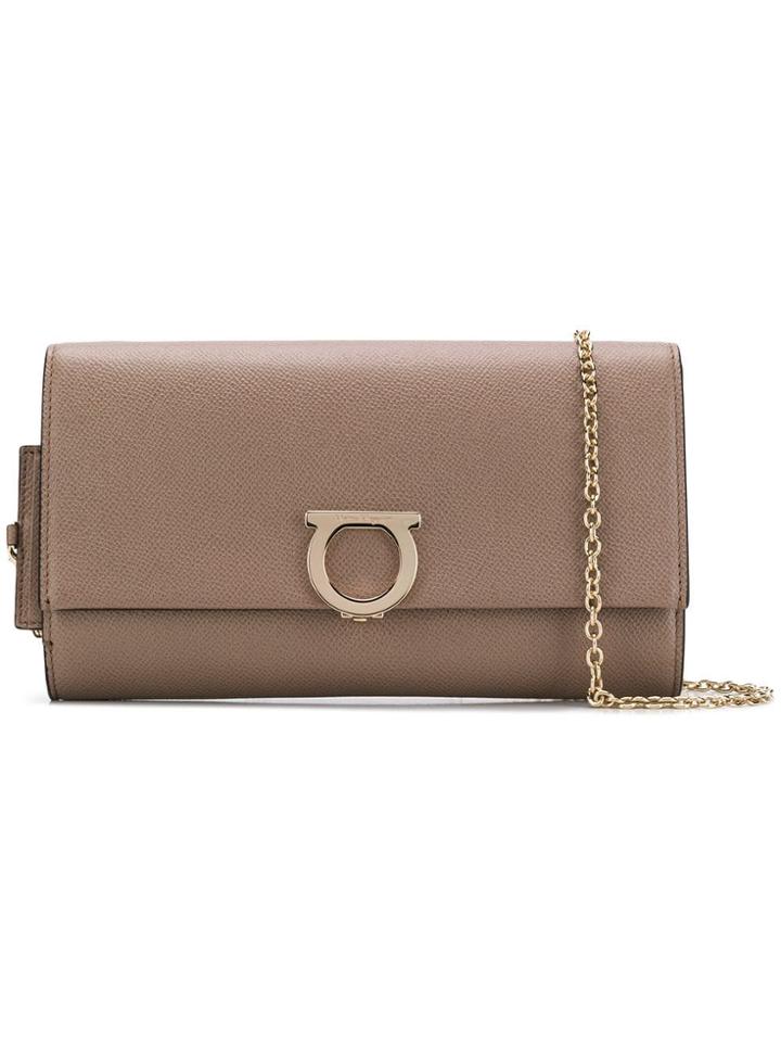 Salvatore Ferragamo Logo Plaque Clutch - Neutrals