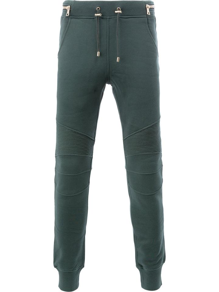Balmain - Biker Sweatpants - Men - Cotton - L, Green, Cotton