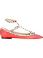 Valentino Garavani Rockstud Ballerinas, Women's, Size: 37.5, Red, Calf Leather/leather