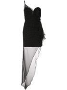 Michelle Mason Bustier Draped Gown - Black
