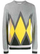 Pringle Of Scotland Diamond Intarsia Knit Sweater - Grey
