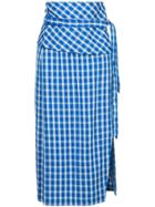 Sea Side-tie Vichy Skirt - Blue