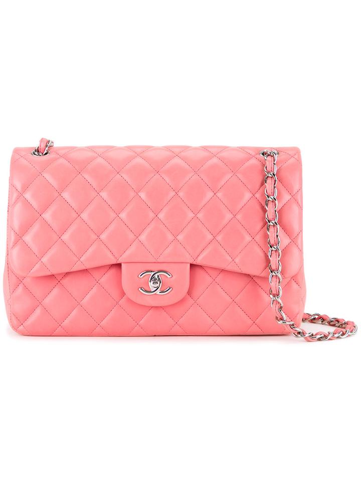 Chanel Vintage Double Flap Quilted Bag, Women's, Pink/purple