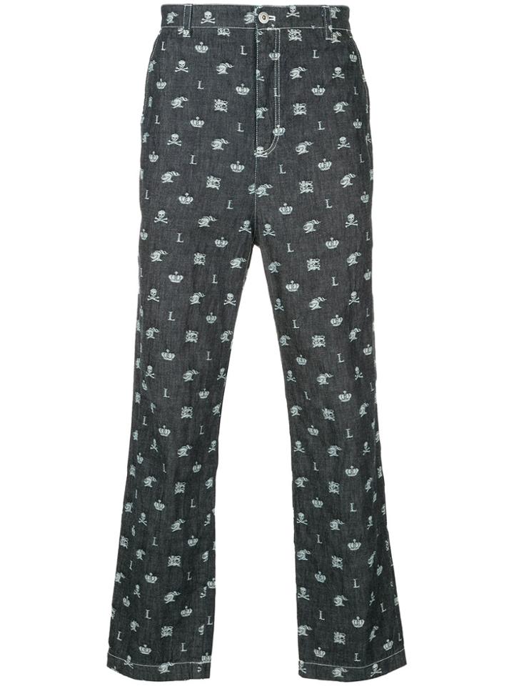 Loveless Skull Print Jeans - Blue