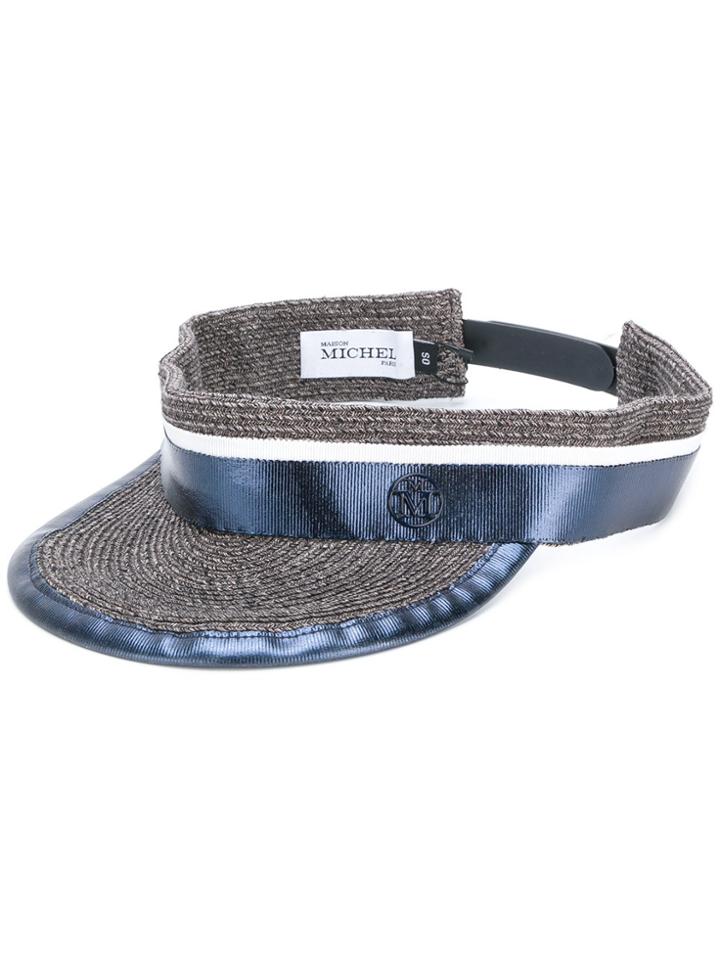 Maison Michel Woven Visor Hat - Grey