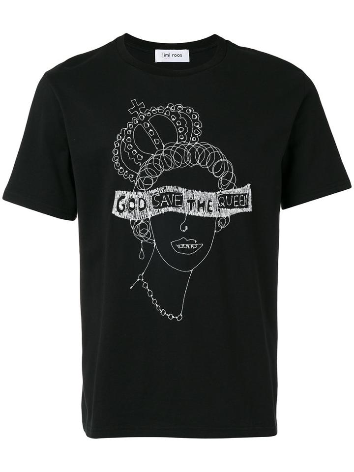 Jimi Roos Embroidered Queen T-shirt, Men's, Size: Medium, Black, Cotton