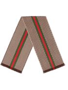 Gucci - Gg Jacquard Knit Scarf With Web And Fringe - Unisex - Silk/wool - One Size, Brown, Silk/wool