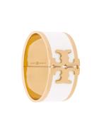 Tory Burch Enamelled Raised-logo Wide Bracelet - White
