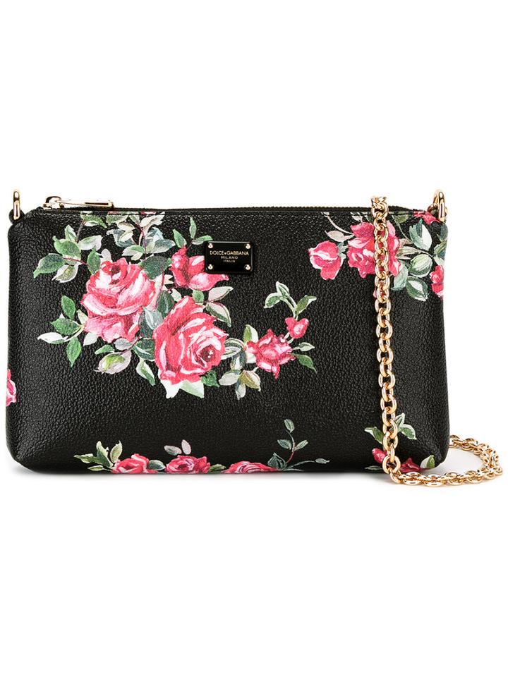 Dolce & Gabbana - Mini Rose Print Shoulder Bag - Women - Leather - One Size, Women's, Pink/purple, Leather