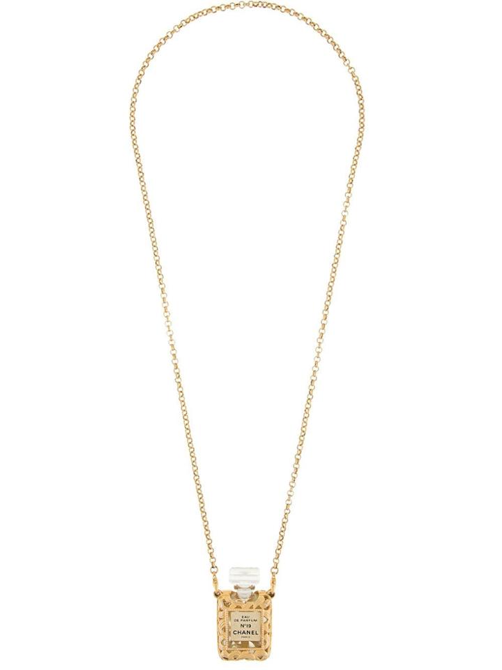 Chanel Vintage Perfume Bottle Long Necklace - Metallic