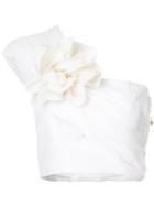Bambah Side Flower Crop Top - White