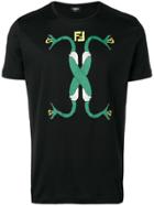 Fendi Intertwining Snake Print T-shirt - Black