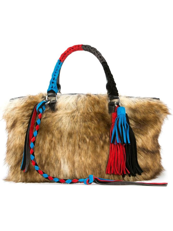Sacai Fur Tote Bag - Brown
