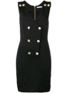 Pierre Balmain Double Breasted V-neck Dress, Women's, Size: 42, Black, Viscose/polyester/spandex/elastane