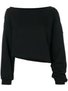 Msgm Asymmetric Cropped Sweatshirt - Black