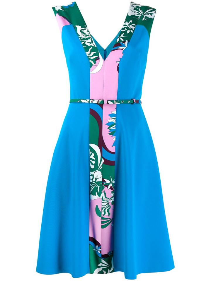 Emilio Pucci Printed Flared Dress - Blue