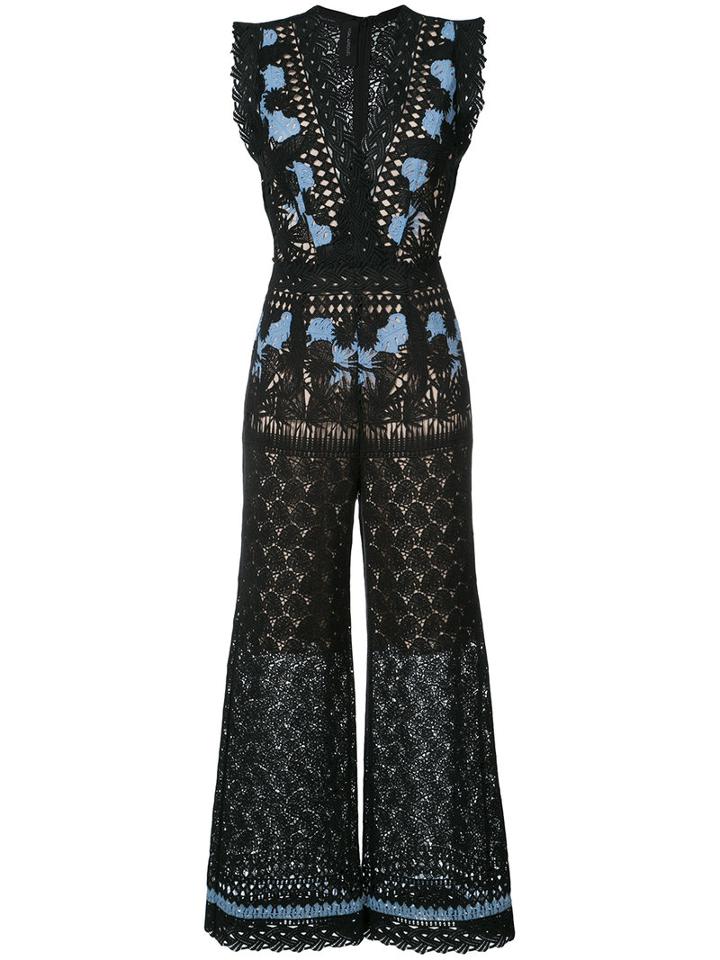 Yigal Azrouel - Guipure Detail Jumpsuit - Women - Polyester - 10, Women's, Black, Polyester