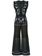 Yigal Azrouel - Guipure Detail Jumpsuit - Women - Polyester - 10, Women's, Black, Polyester