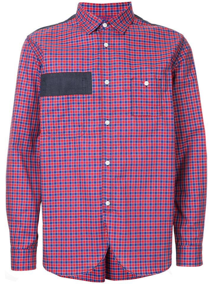 Junya Watanabe Comme Des Garçons Man Gridded Patch Detail Shirt - Red