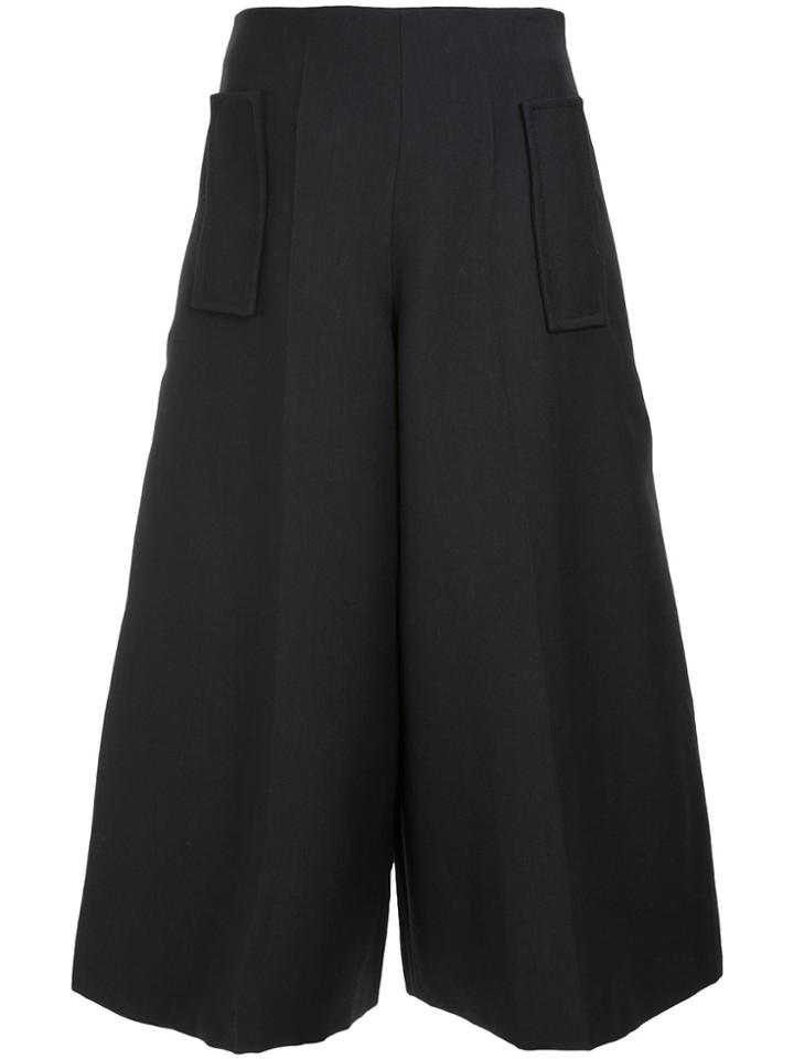 Delpozo Wide Leg Cropped Pants - Black