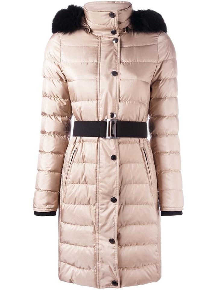 Burberry Belted Coat, Women's, Size: 4, Nude/neutrals, Feather Down/polyester/acetate/merino