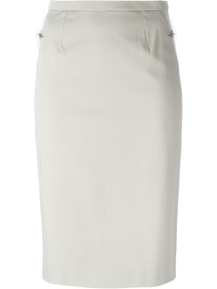 Fay Buckle Aplique Classic Skirt, Women's, Size: 38, Nude/neutrals, Cotton/spandex/elastane