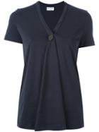 Brunello Cucinelli V Neck Blouse, Women's, Size: Xxl, Blue, Cotton