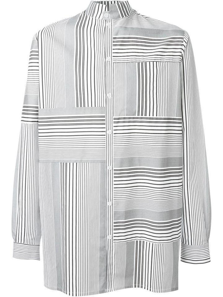 Odeur Striped Band Collar Shirt