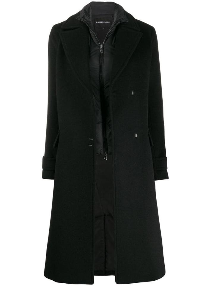Emporio Armani Oversized Wool Coat - Black