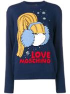 Love Moschino Logo Intarsia Jumper - Blue