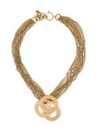 Chanel Vintage Multi-chained Logo Necklace - Metallic
