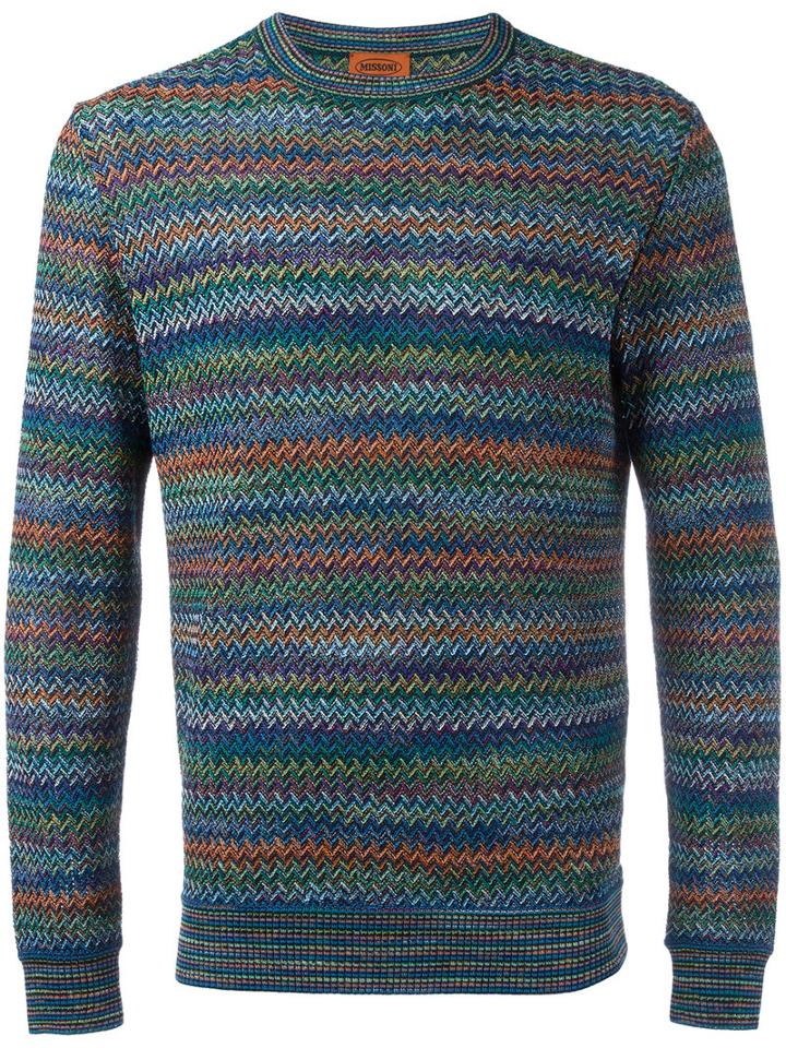 Missoni Crew Neck Jumper, Men's, Size: 54, Cotton/rayon/linen/flax/nylon