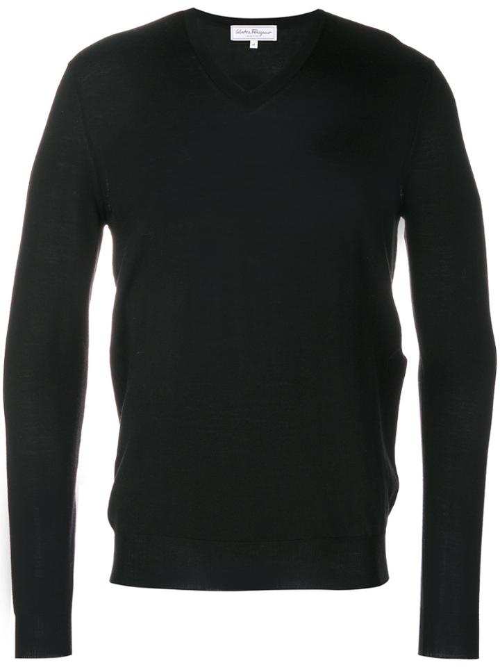 Salvatore Ferragamo Classic V-neck Pullover - Black