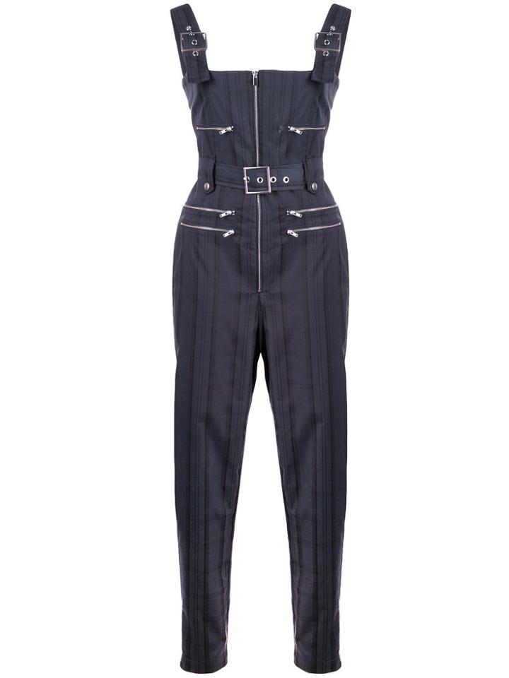 Weworewhat Moto Striped Jumpsuit - Blue