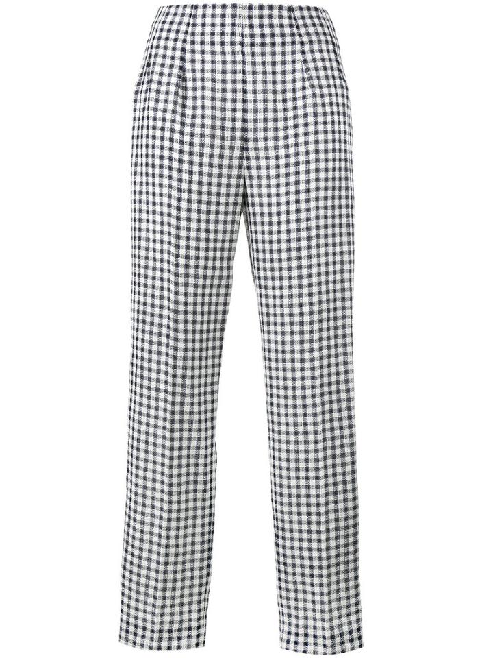 Emilia Wickstead Arabella Gingham Trousers, Women's, Size: 10, Blue, Linen/flax/cotton/silk