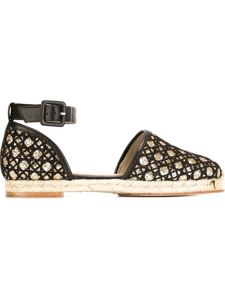 Giuseppe Zanotti Design Glitter Espadrilles, Women's, Size: 41, Black, Leather/polyester