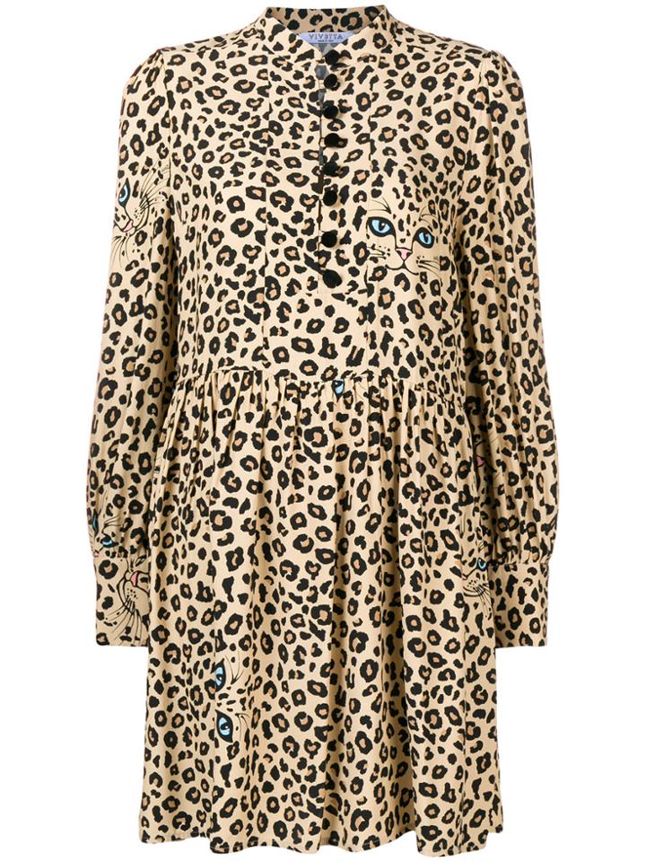 Vivetta Leopard Flared Shirt Dress - Nude & Neutrals